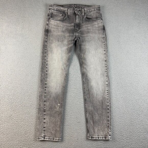 Levis 502 Jeans Mens 31x32 Regular Fit Taper Leg Faded Black Stretch Denim Pants - Picture 1 of 7